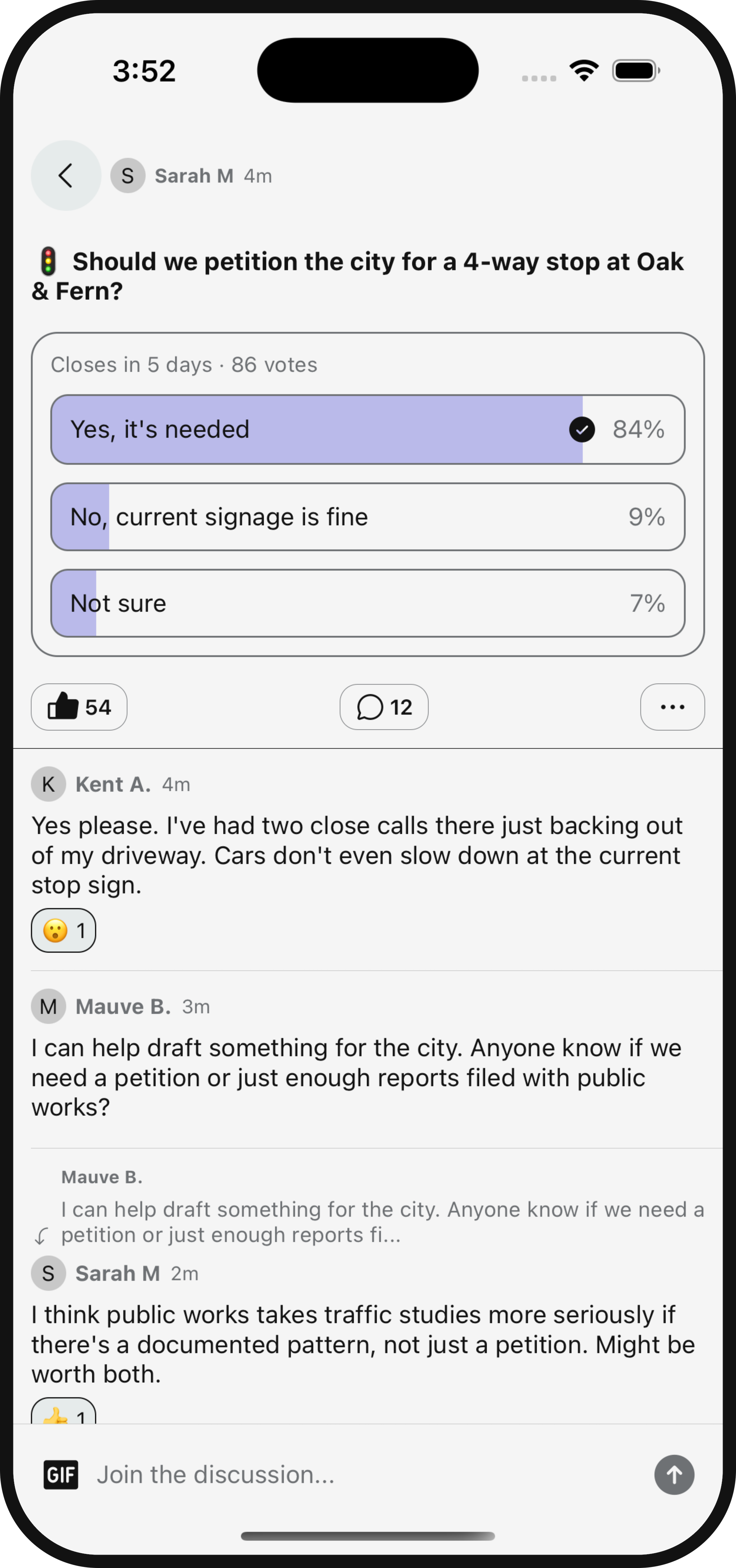 Blauc thread poll screen